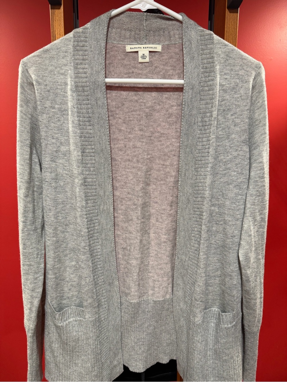 Banana Republic Gray Open Front Wool Blend Cardigan Sweater Women’s Medium - Picture 3 of 7